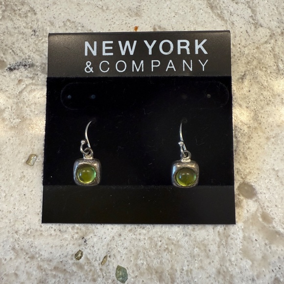 New York & Company  Drop earrings with peridot coloring stone - Picture 2 of 3